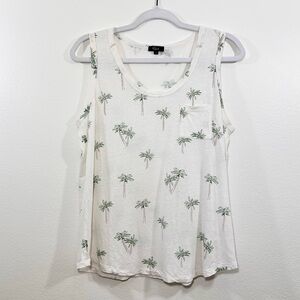Rails The Quinn Scoop Tank Palm Tree Print Linen Blend Size Large Lightweight